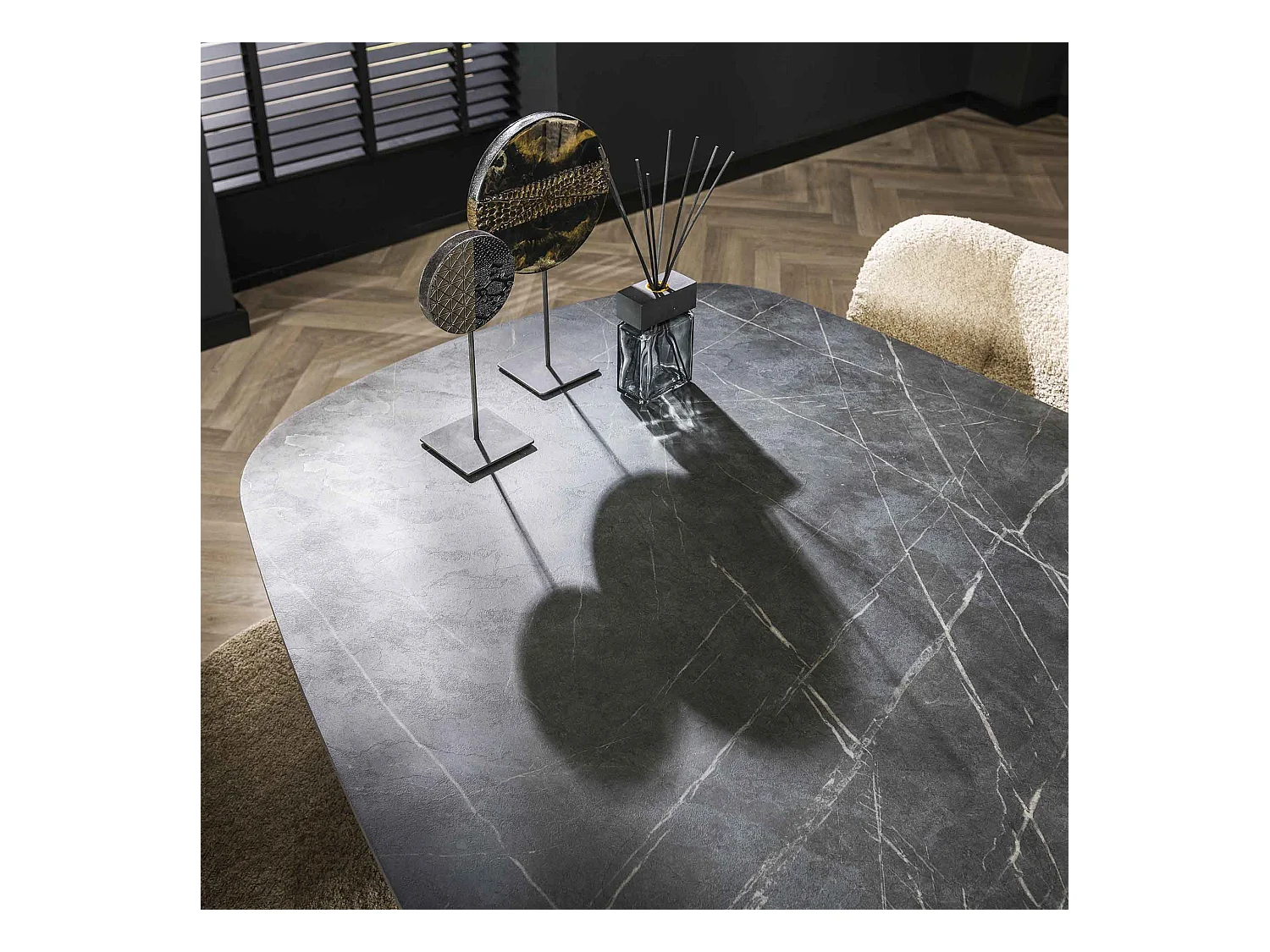 Eetkamertafel 215 Deens Ovaal - 3D Melamine Slate Stone