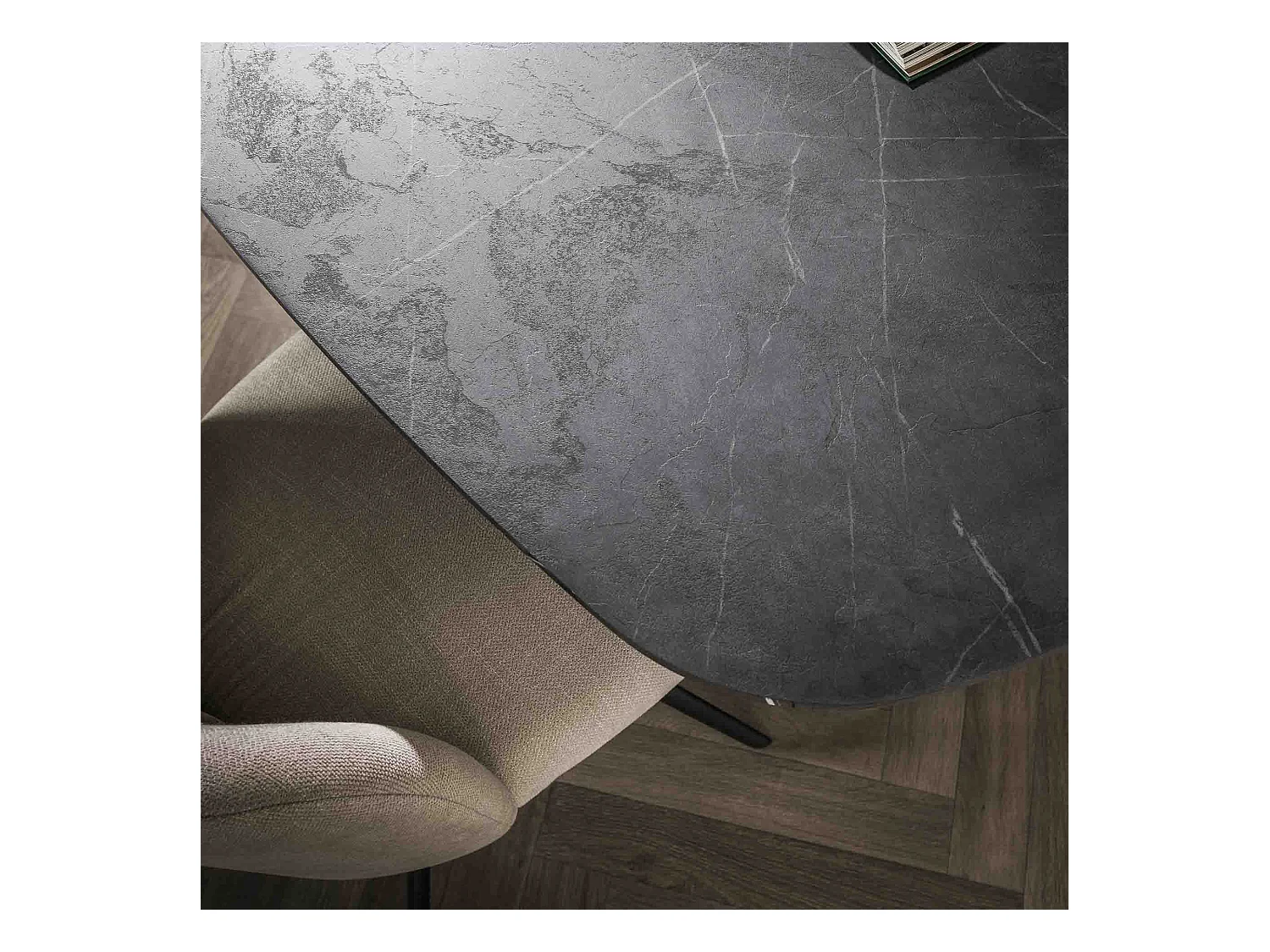 Eetkamertafel 215 Deens Ovaal - 3D Melamine Slate Stone