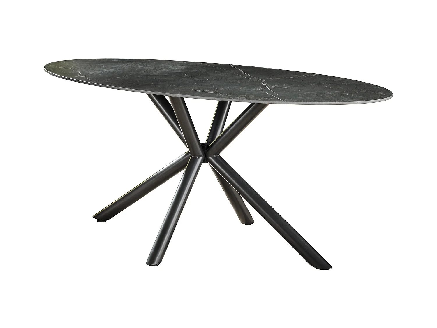 Eetkamertafel 180cm - Ovaal - Keramiek Zwart - 4 Personen