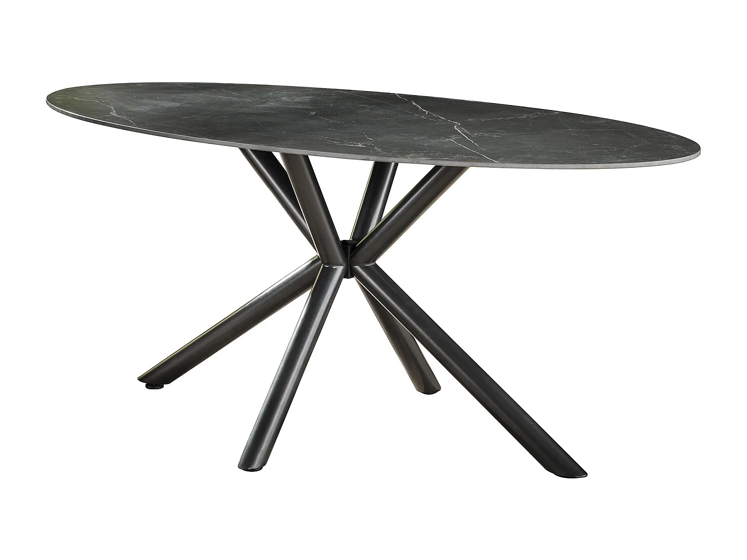 Eetkamertafel 180cm - Ovaal - Keramiek Zwart - 4 Personen