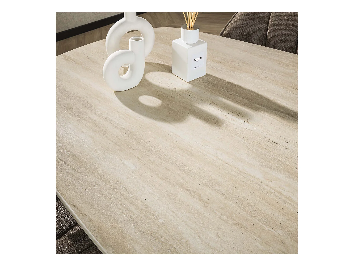 Table à manger 215 Danoise Ovale Romano - Travertin 3D Céramique