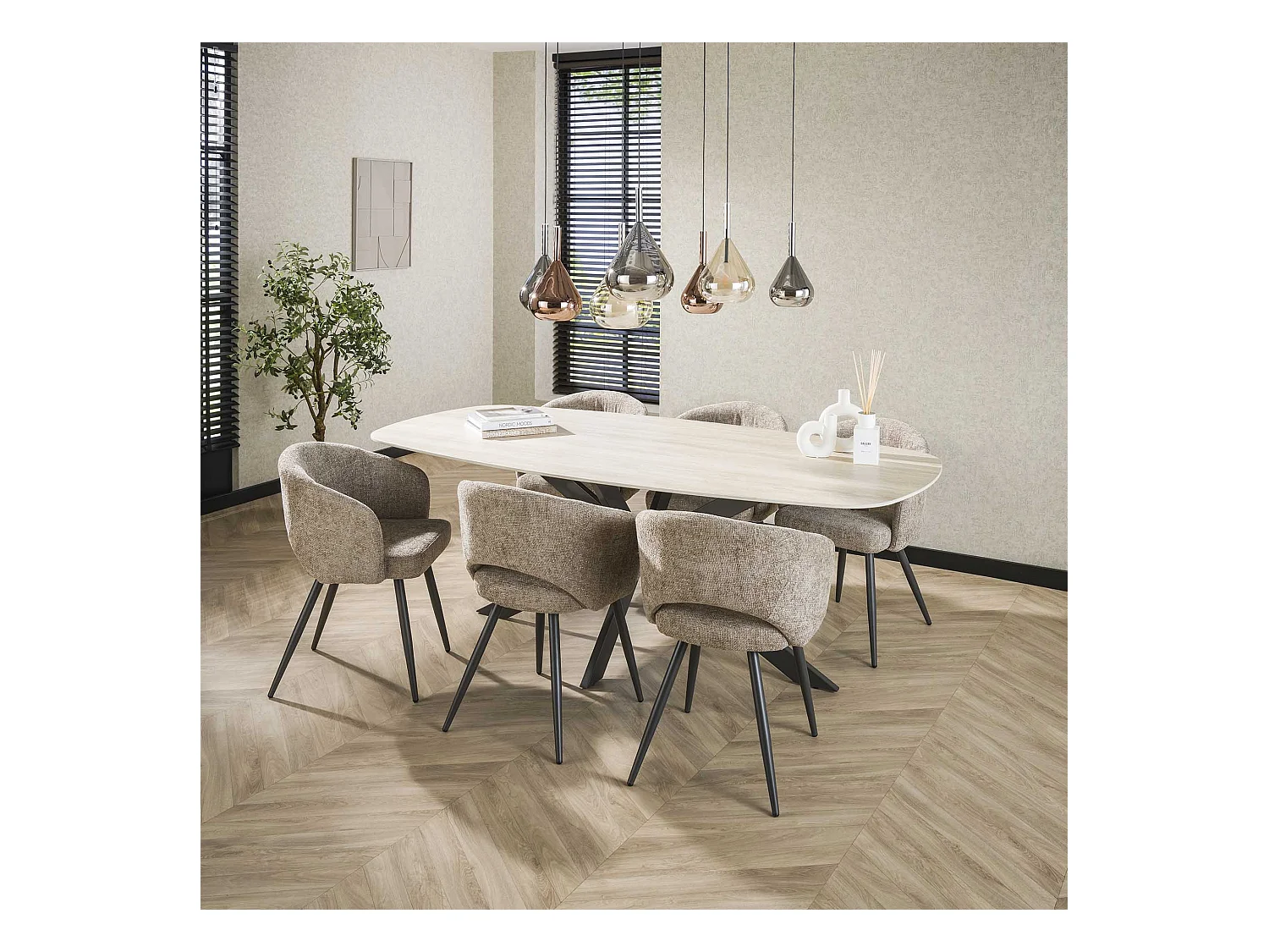 Esstisch 215 Danish Oval Romano - Travertin 3D Keramik