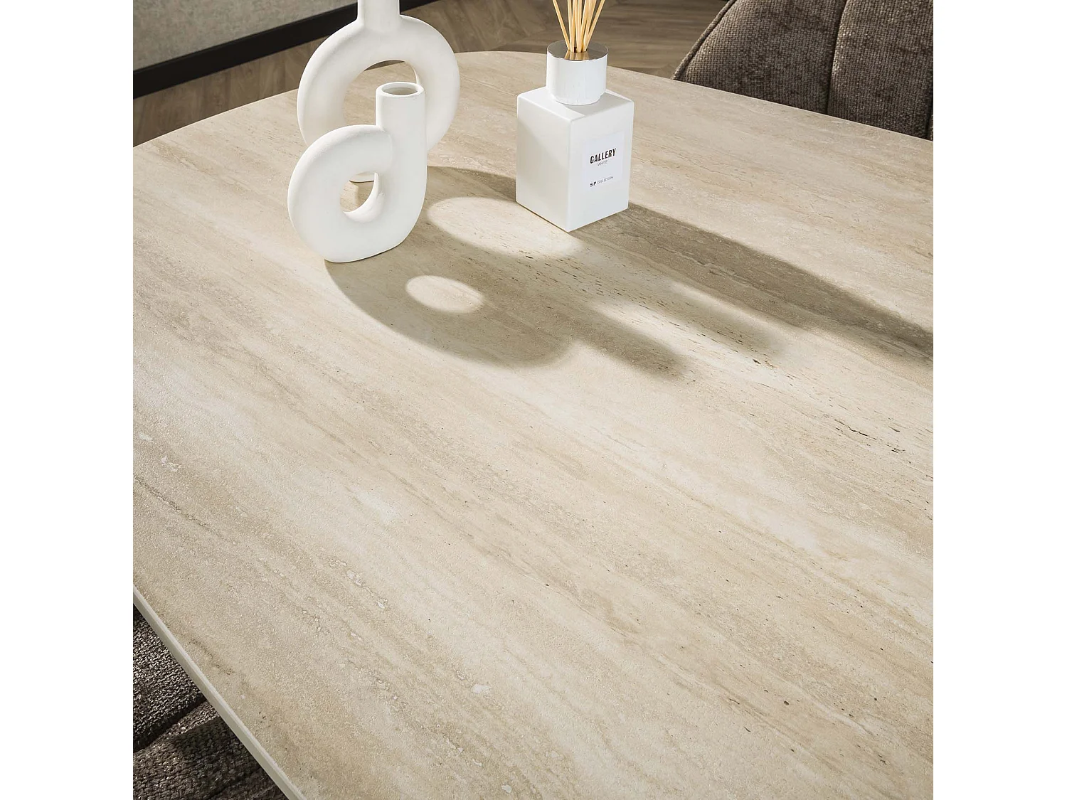 Table à manger 215 Danoise Ovale Romano - Travertin 3D Céramique