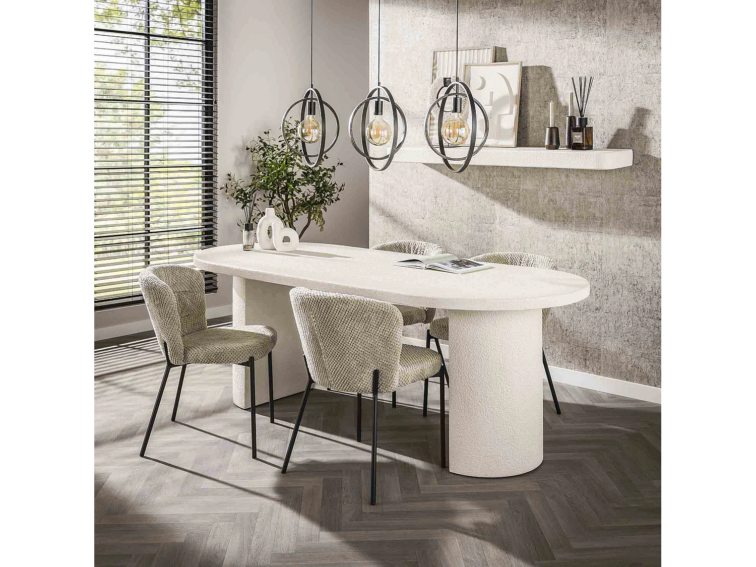 Eetkamertafel Arch Stone 215x90cm - Marmer Composiet