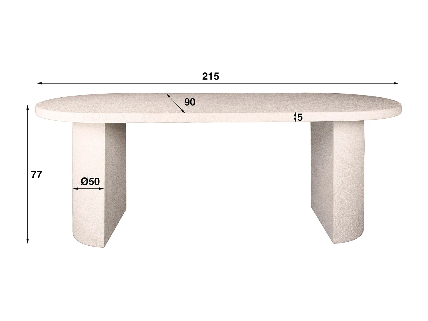 Eetkamertafel Arch Stone 215x90cm - Marmer Composiet