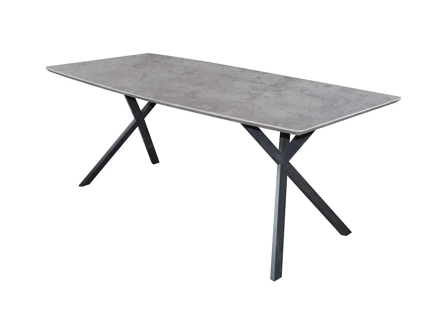 Table à manger plateau ovale - Table à manger aspect béton - Acier vintage - Gris - 160x90cm