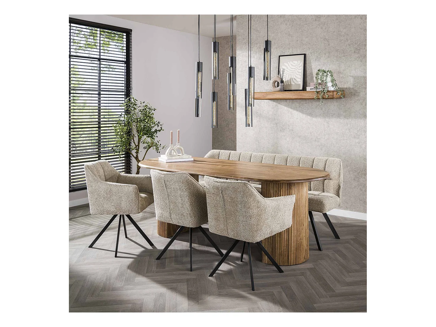 Table à manger Wave 215 cm - Manguier massif couleur sable