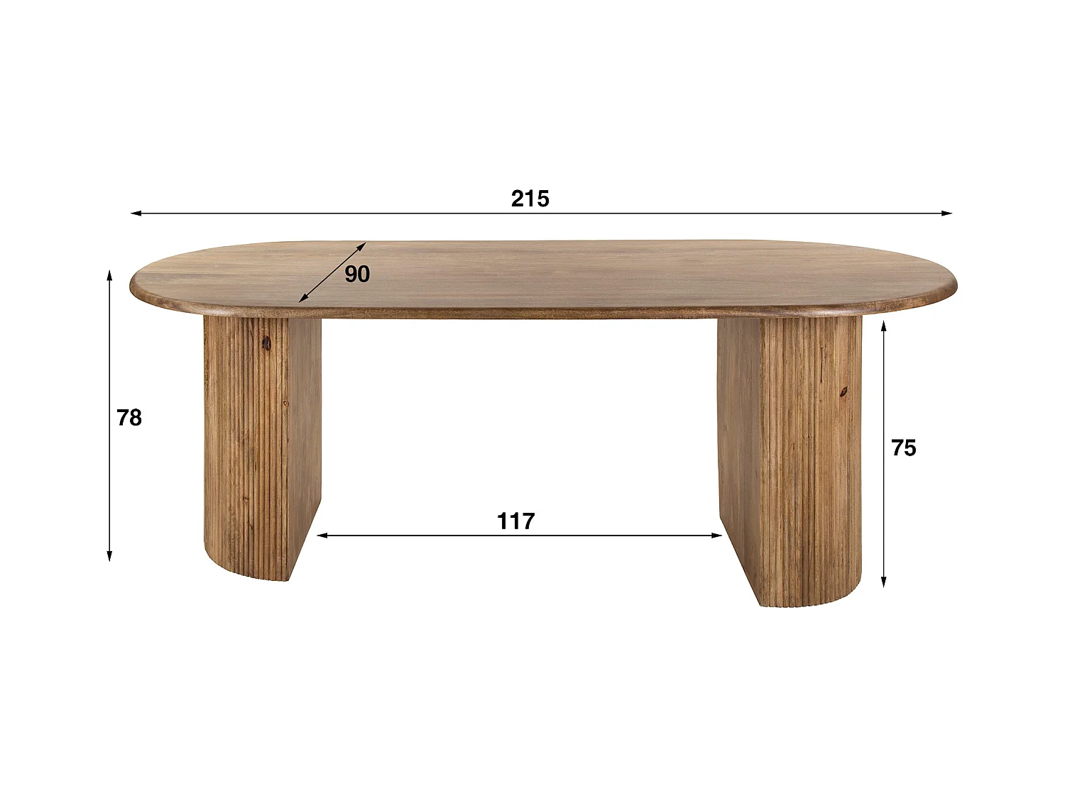 Esstisch 215cm Wave - Massivholz Mango Sandfarbe
