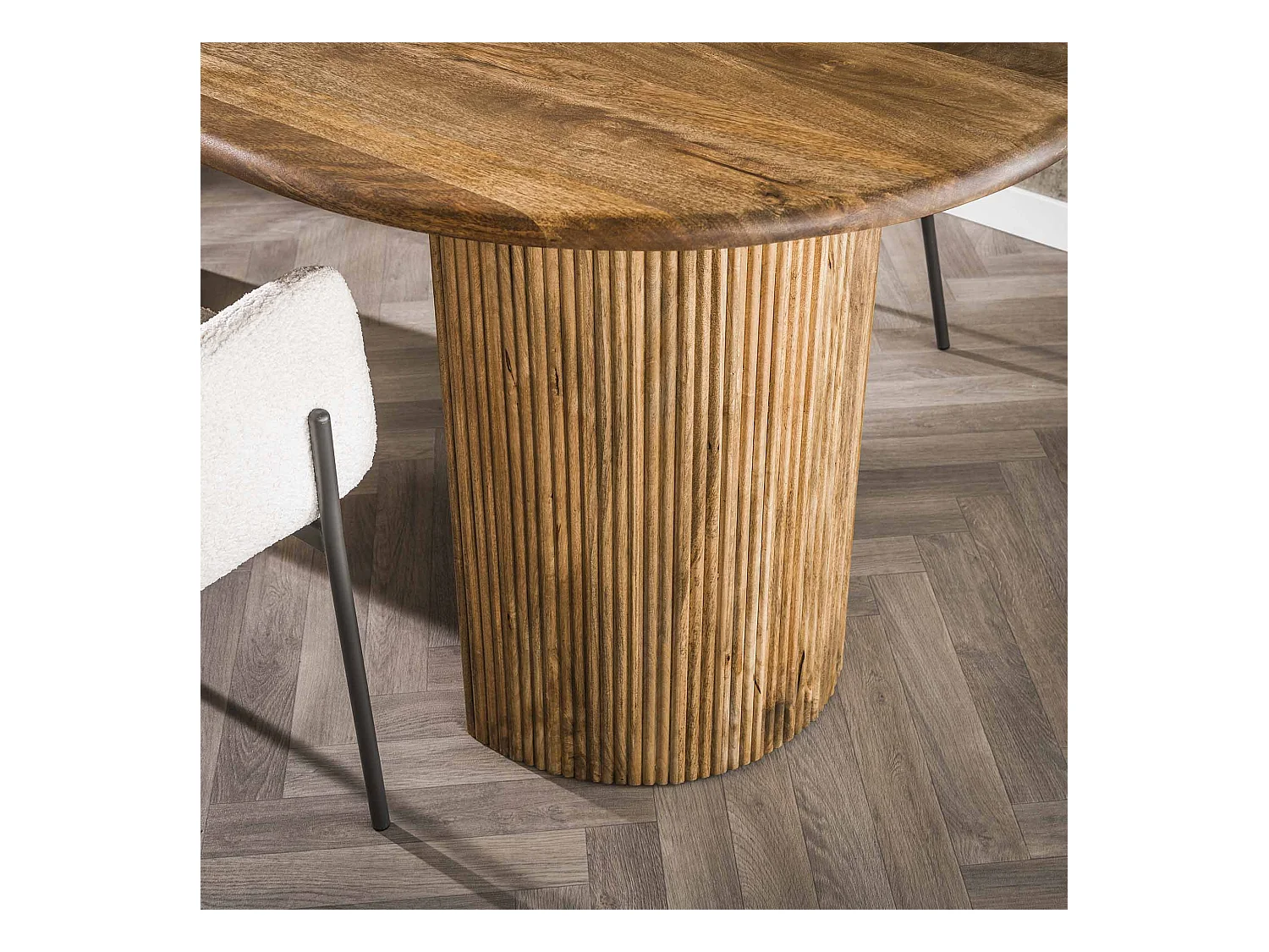 Esstisch 215cm Wave - Massivholz Mango Sandfarbe