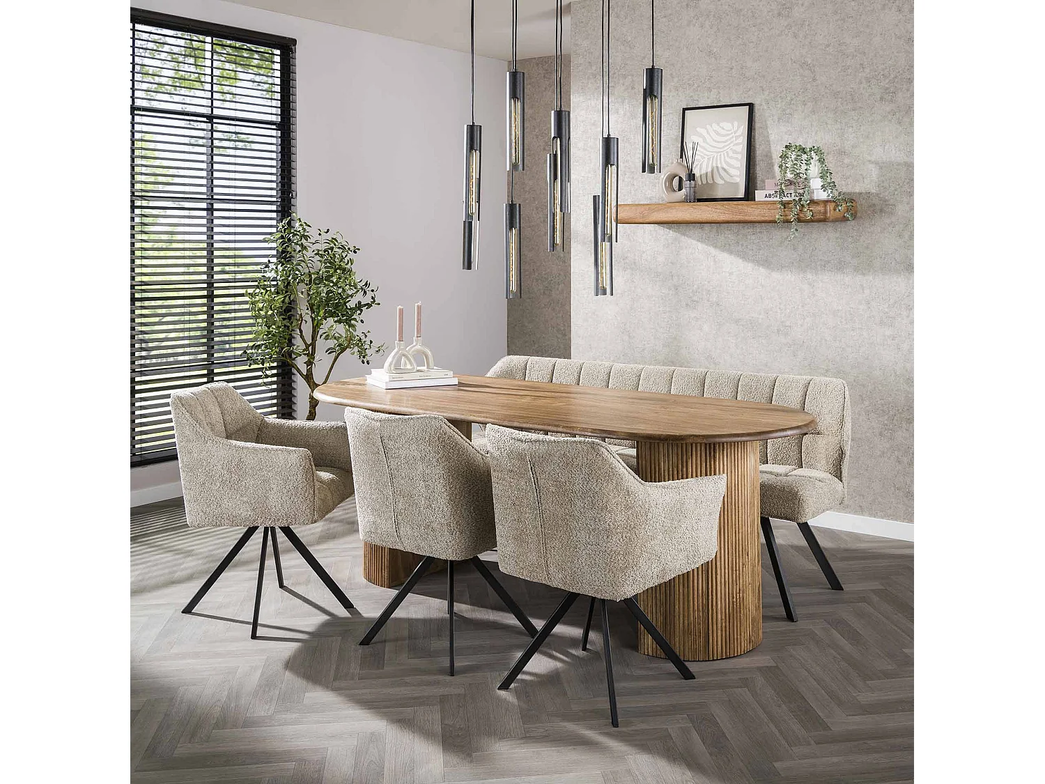 Table à manger Wave 215 cm - Manguier massif couleur sable