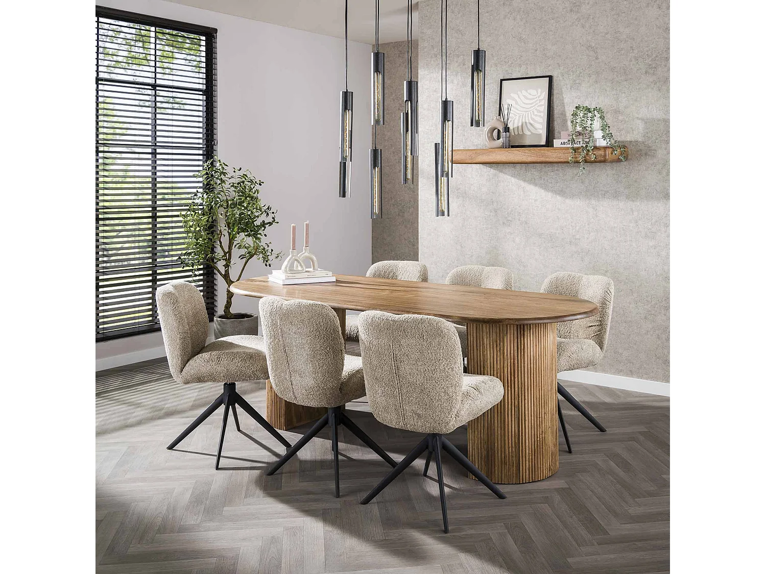 Table à manger Wave 215 cm - Manguier massif couleur sable