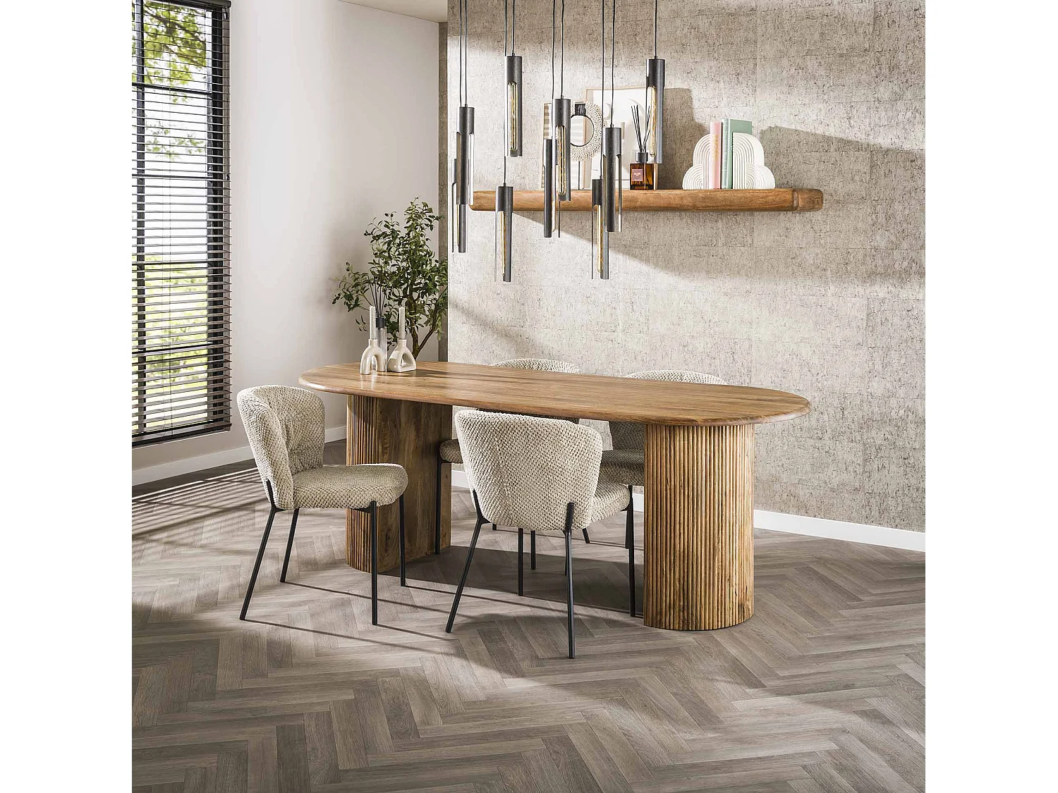 Table à manger Wave 215 cm - Manguier massif couleur sable