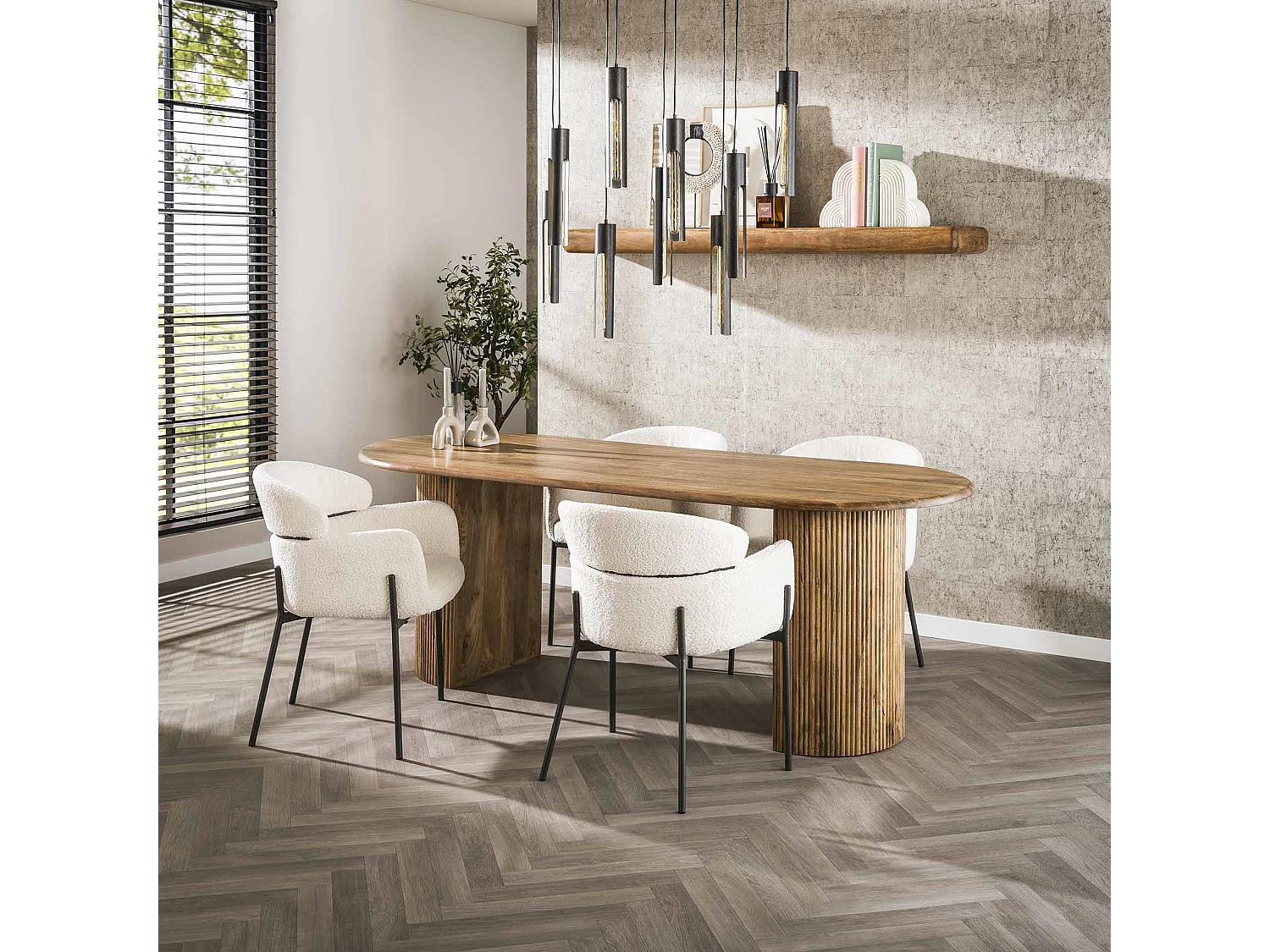 Table à manger Wave 215 cm - Manguier massif couleur sable