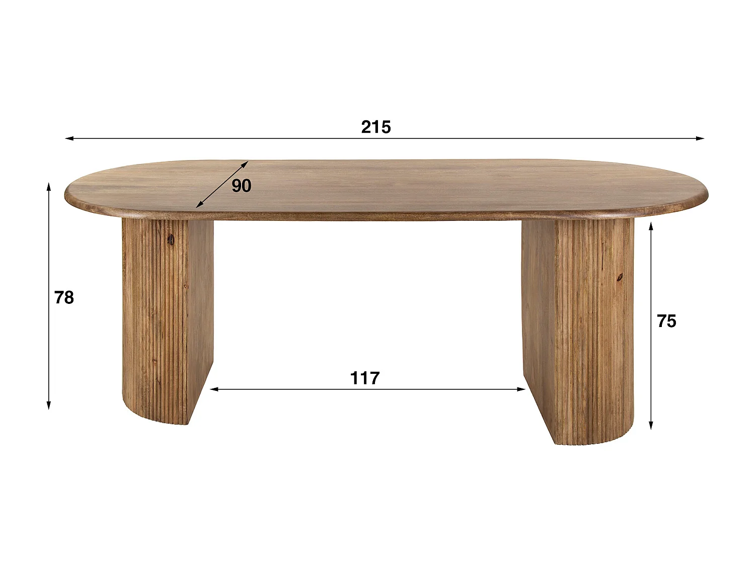 Table à manger Wave 215 cm - Manguier massif couleur sable