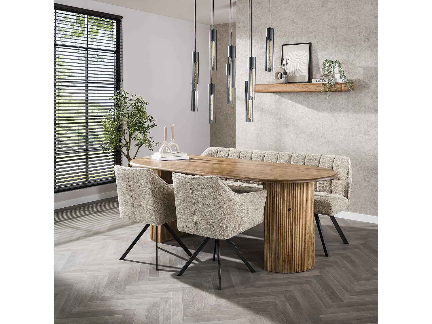 Table à manger Wave 215 cm - Manguier massif couleur sable