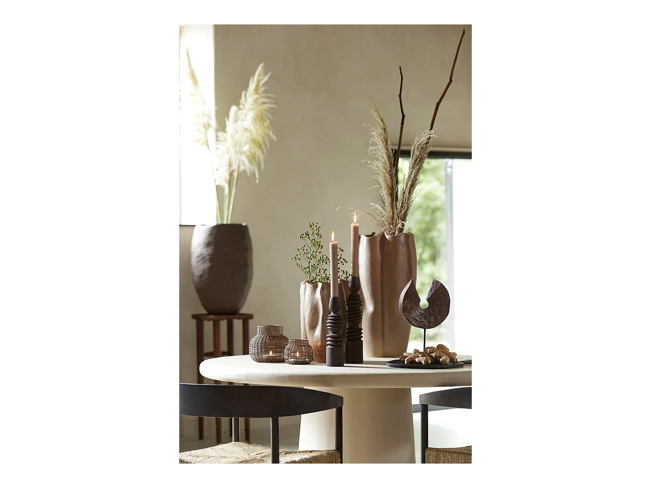 Table à manger KULONA - Ø140x76cm - Marron