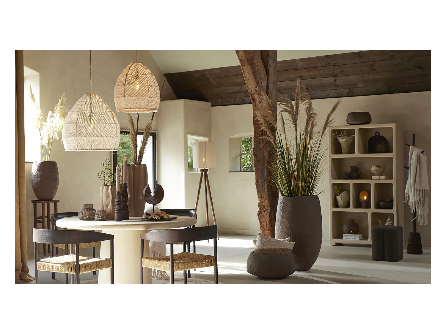 Table à manger KULONA - Ø140x76cm - Marron