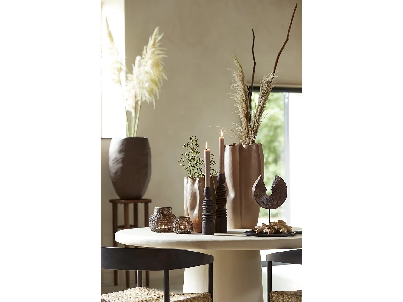 Table à manger KULONA - Ø140x76cm - Marron