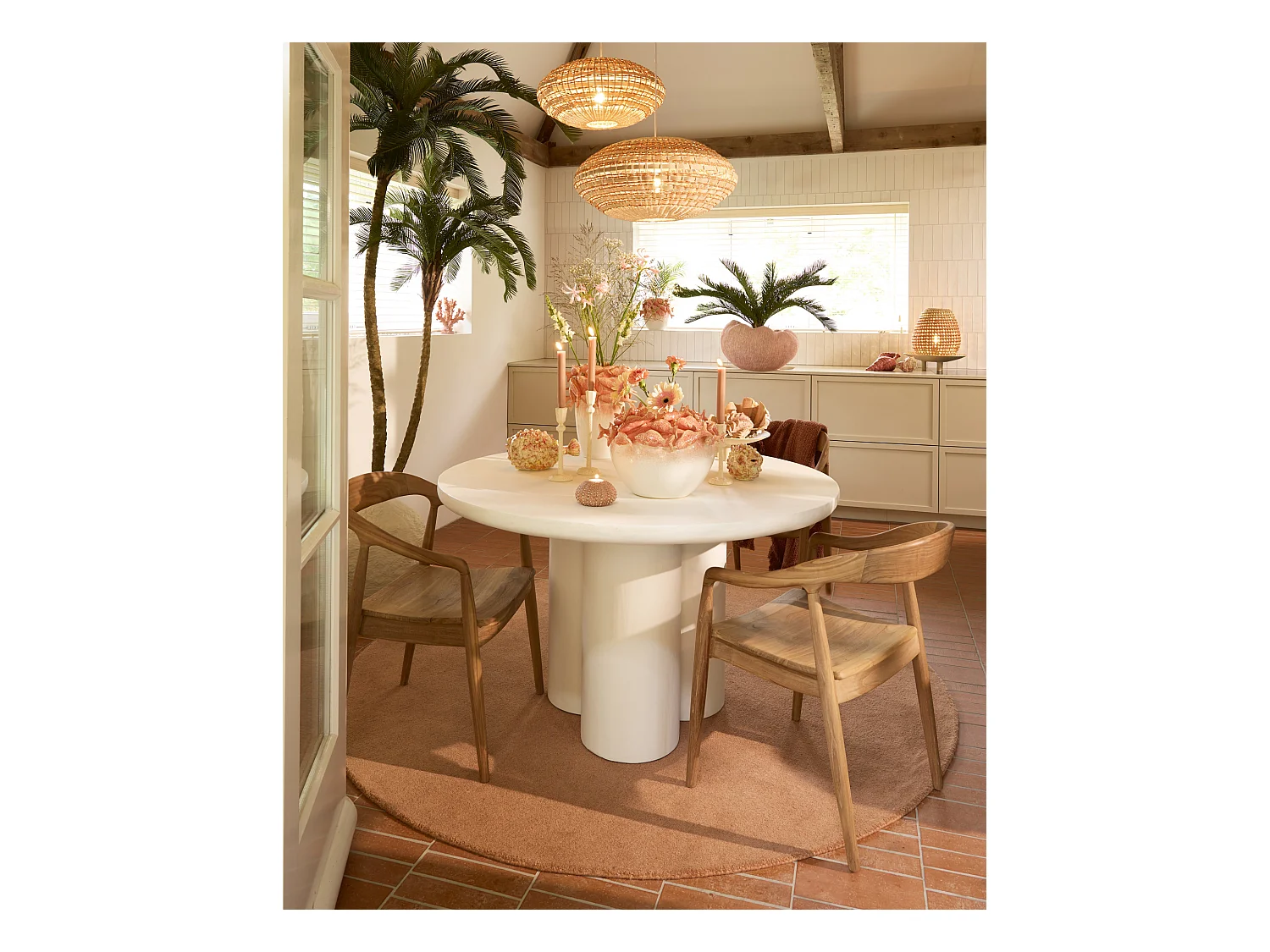 Table à manger MIZUHO - Ø130x78cm - Blanc