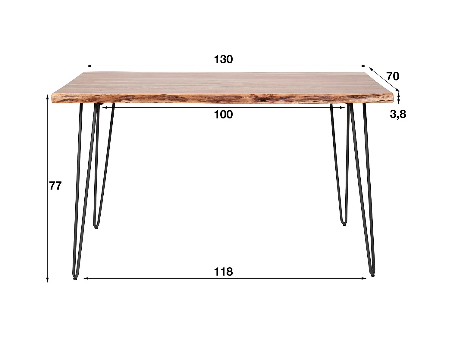 Esstisch Edge - Holz - Braun - 130x70x77