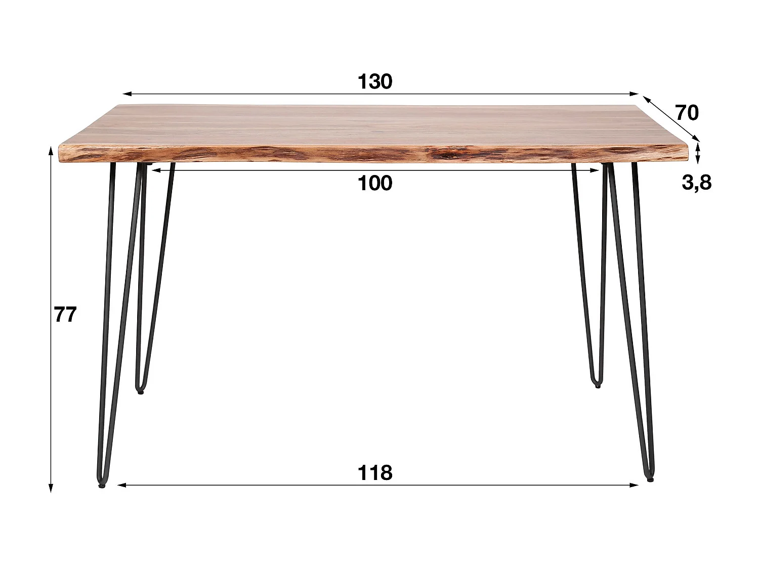 Esstisch Edge - Holz - Braun - 130x70x77
