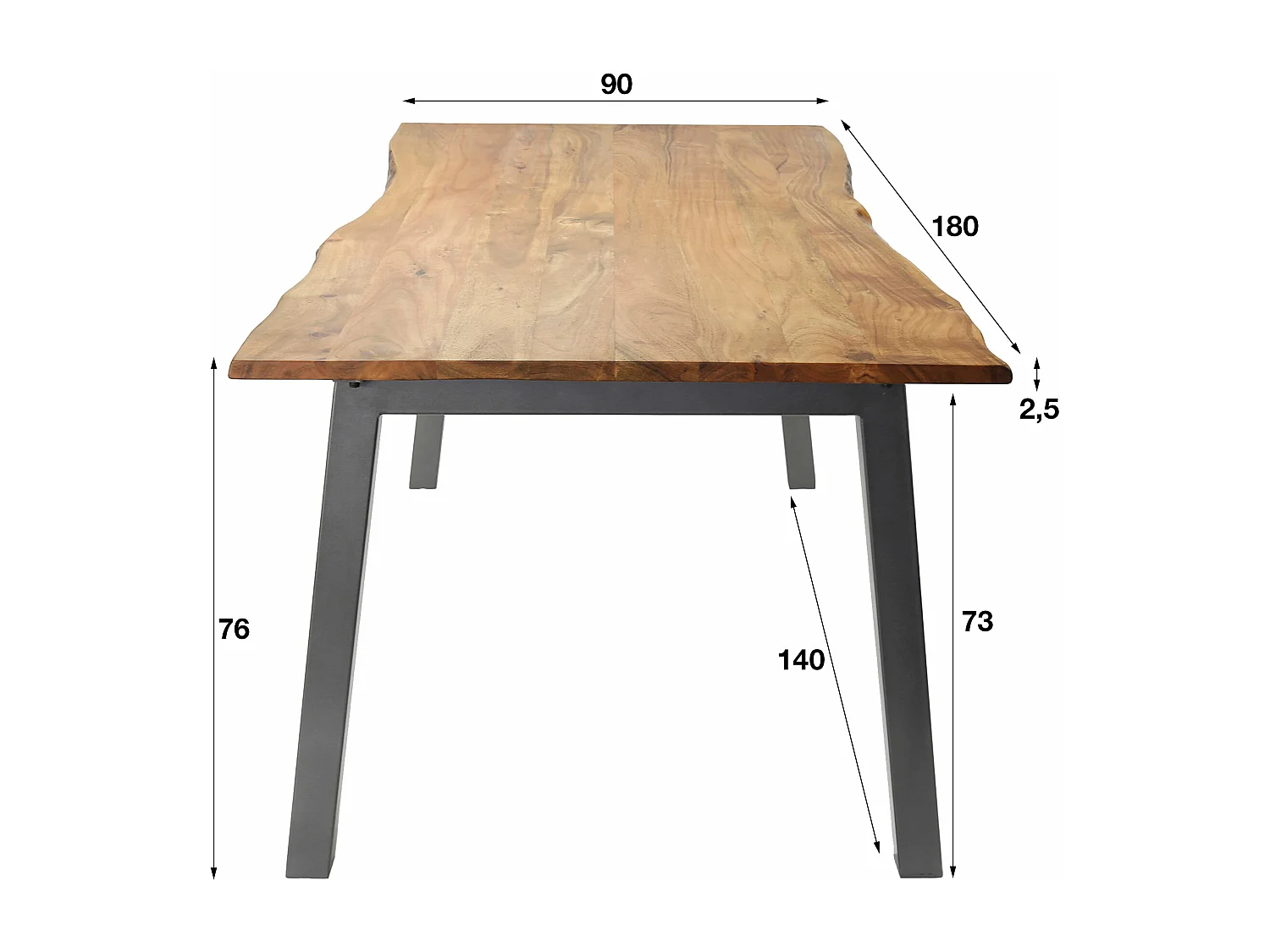Esstisch Edge - Braun - Holz - 180x90x76