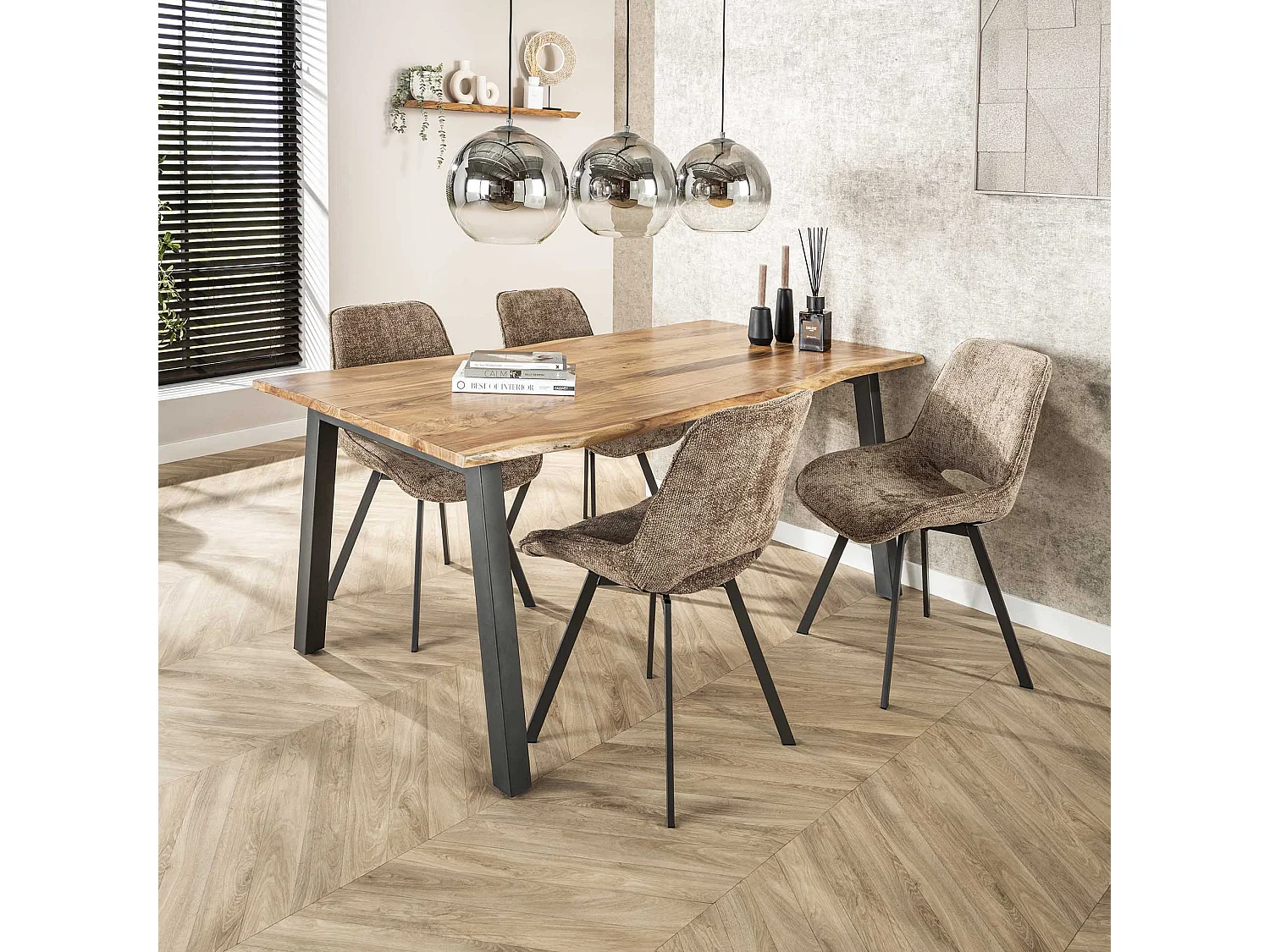 Table à manger Edge - Marron - Bois - 180x90x76