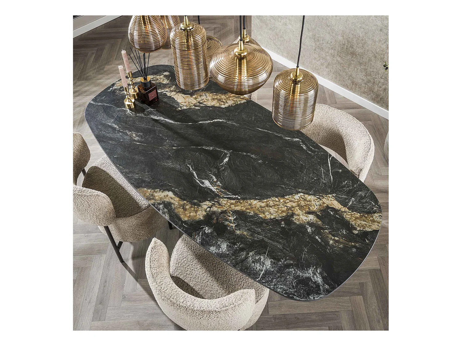 Table à manger Spider Danoise Ovale 180 - Céramique Fossil Noir