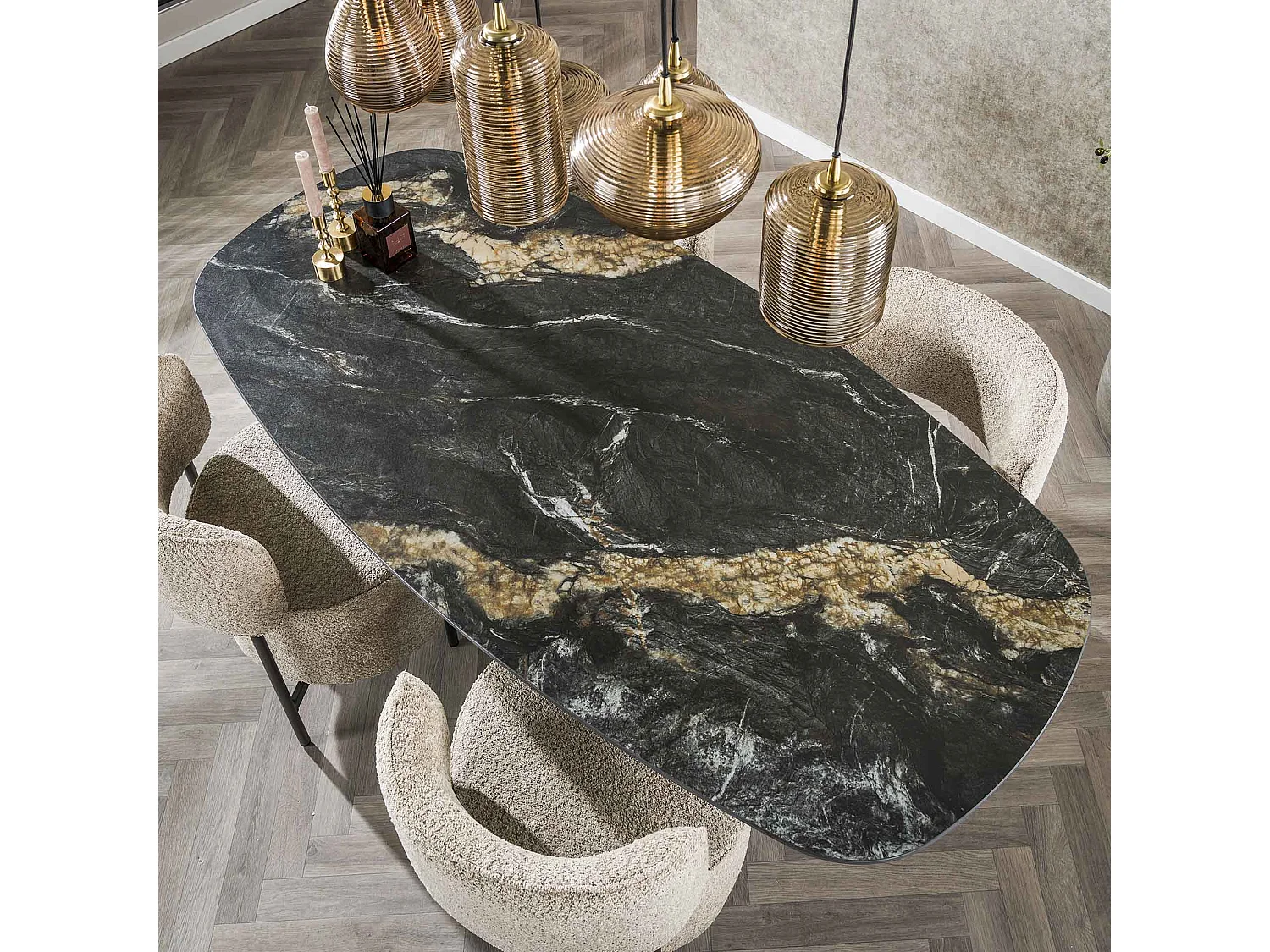 Table à manger Spider Danoise Ovale 180 - Céramique Fossil Noir