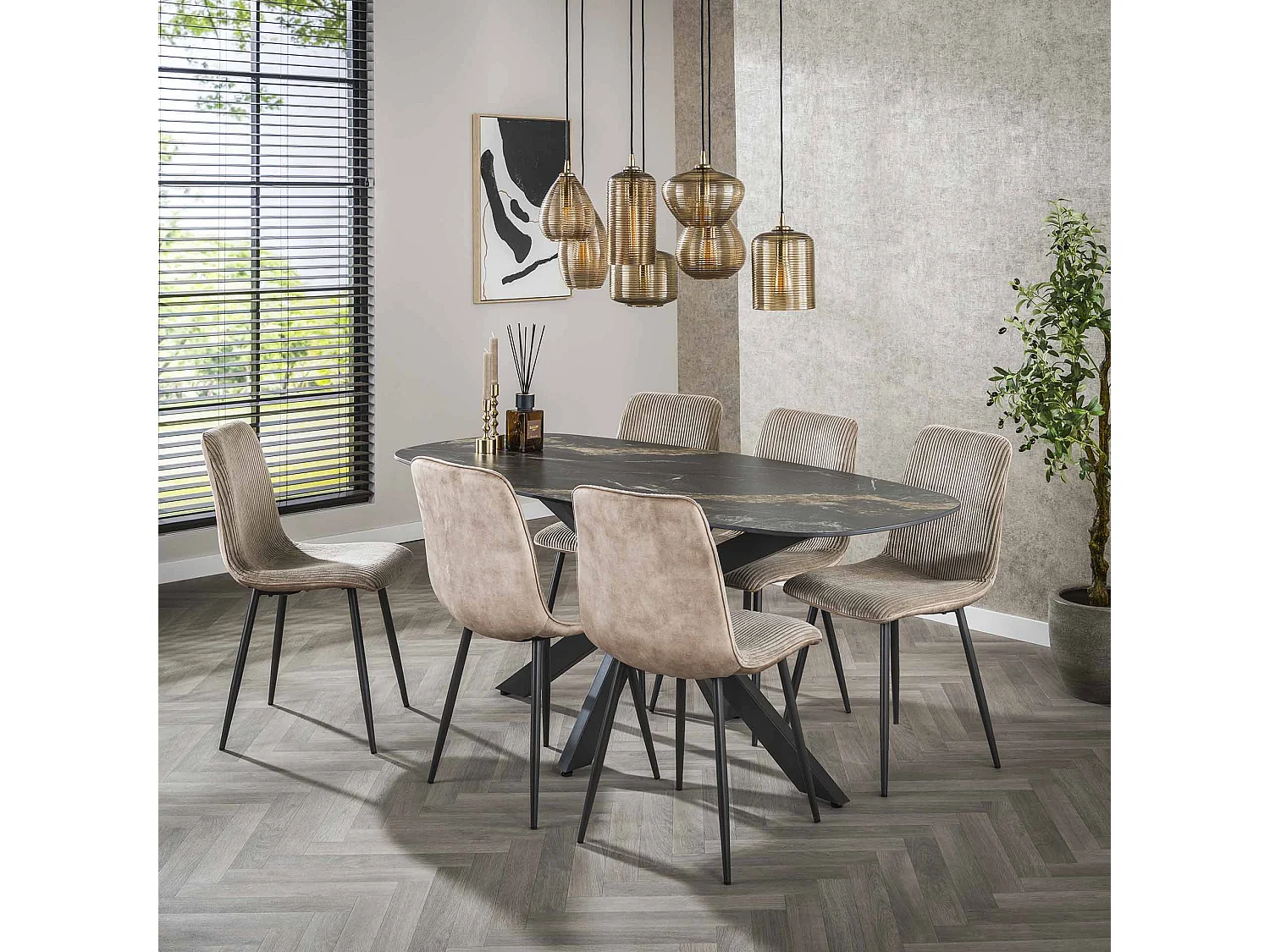 Table à manger Spider Danoise Ovale 180 - Céramique Fossil Noir