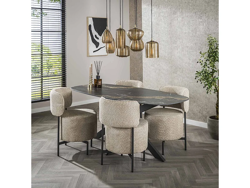 Table à manger Spider Danoise Ovale 180 - Céramique Fossil Noir