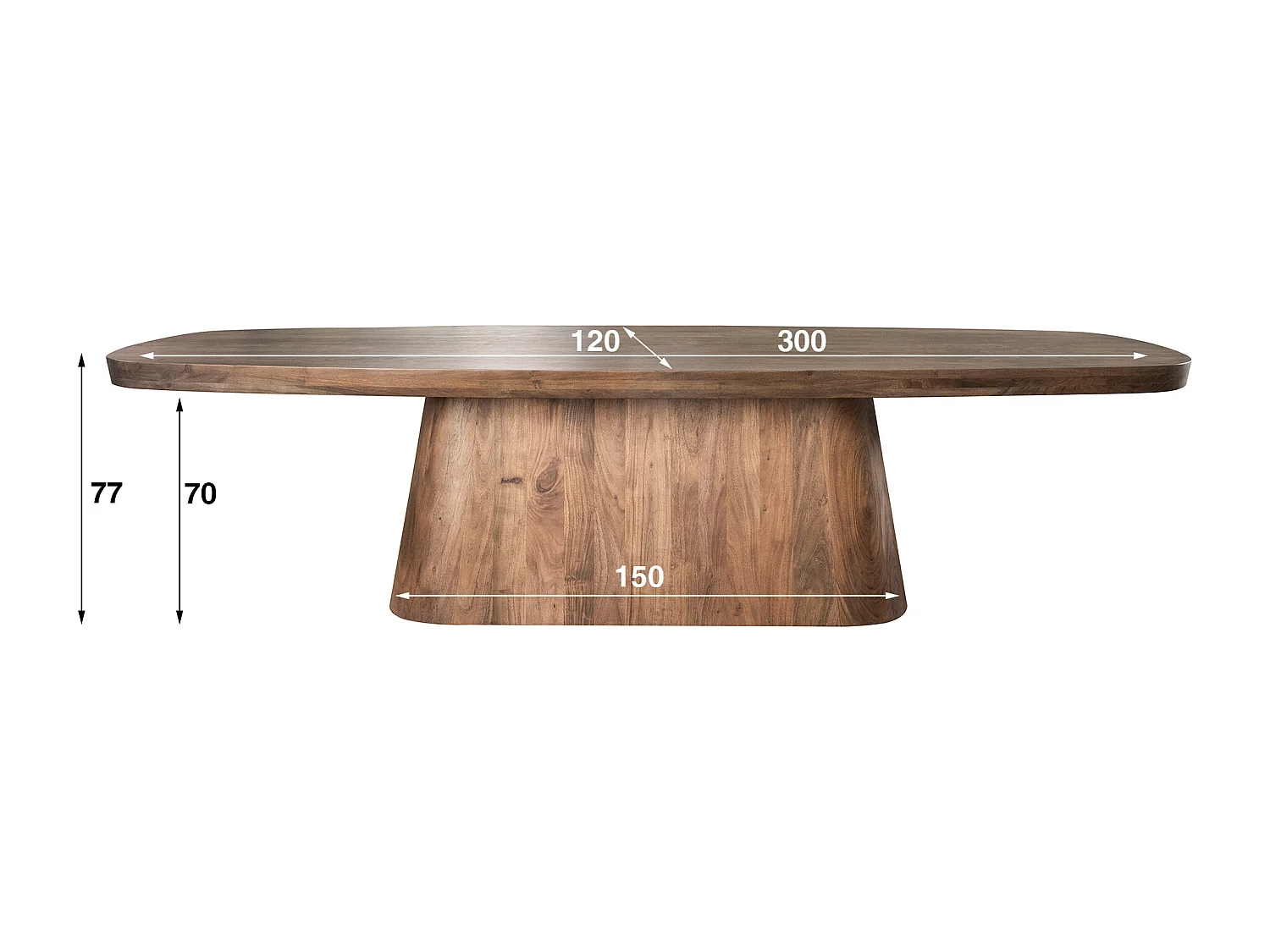 Esstisch 300 Arcadia Oval - Massiv Akazie Drift Brown