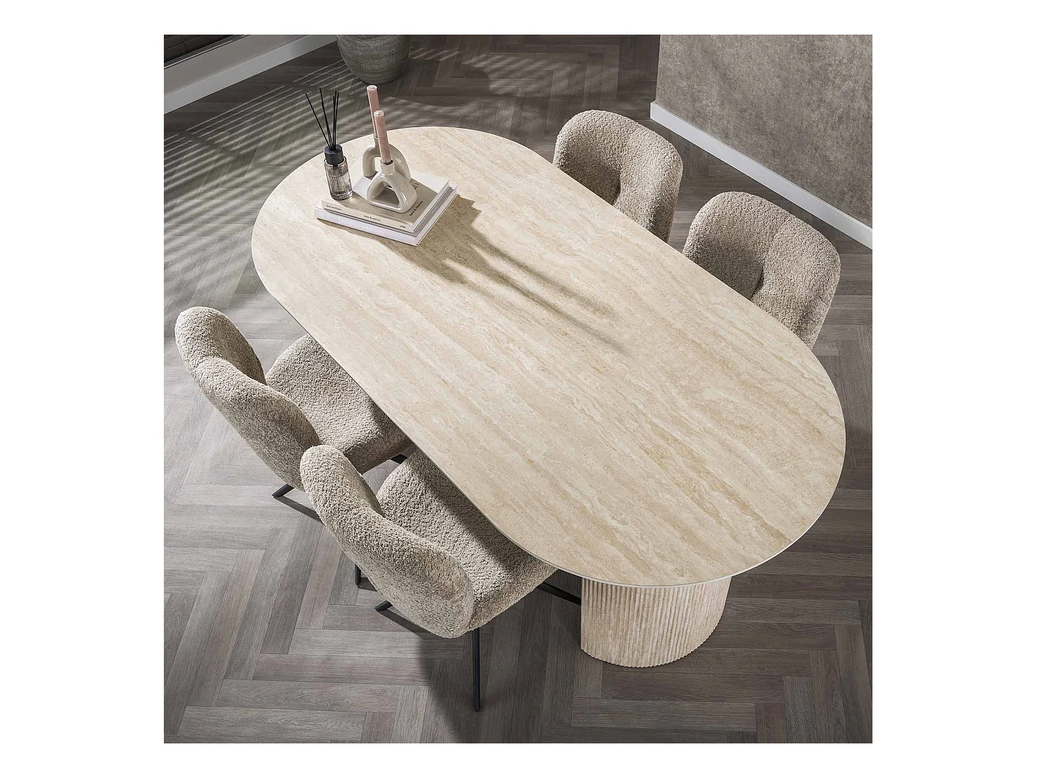 Eetkamertafel 180 Arch - Travertin look