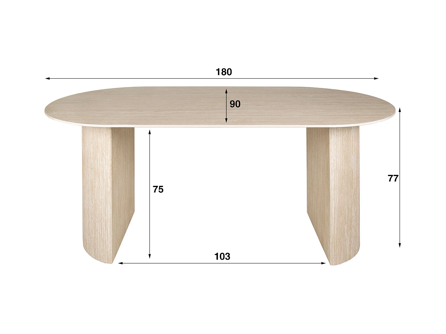 Eetkamertafel 180 Arch - Travertin look