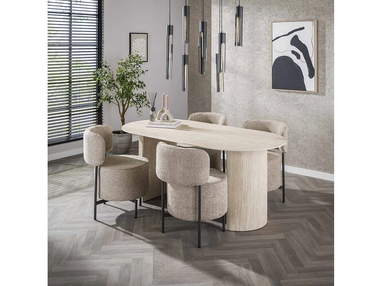 Table de salle à manger 180 Arch - Aspect travertin