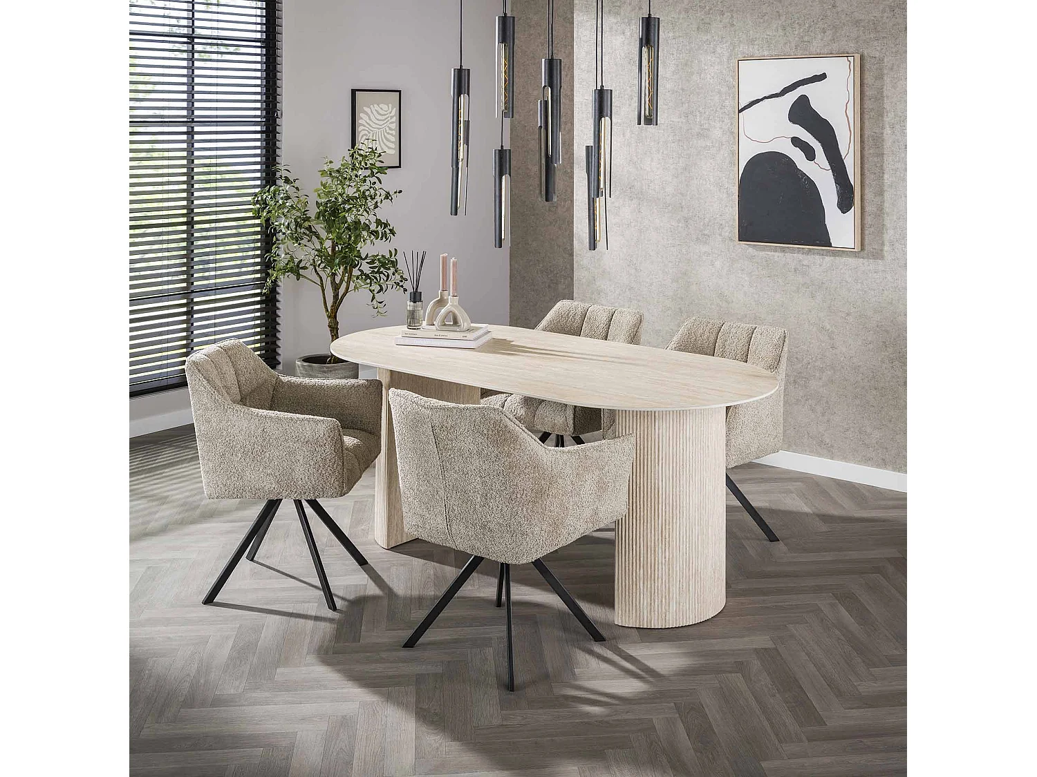 Table de salle à manger 180 Arch - Aspect travertin