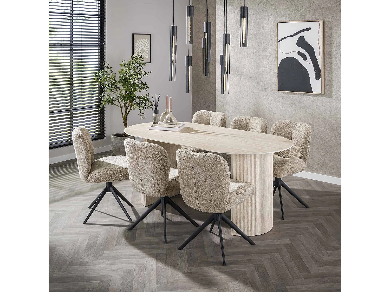 Table de salle à manger 180 Arch - Aspect travertin