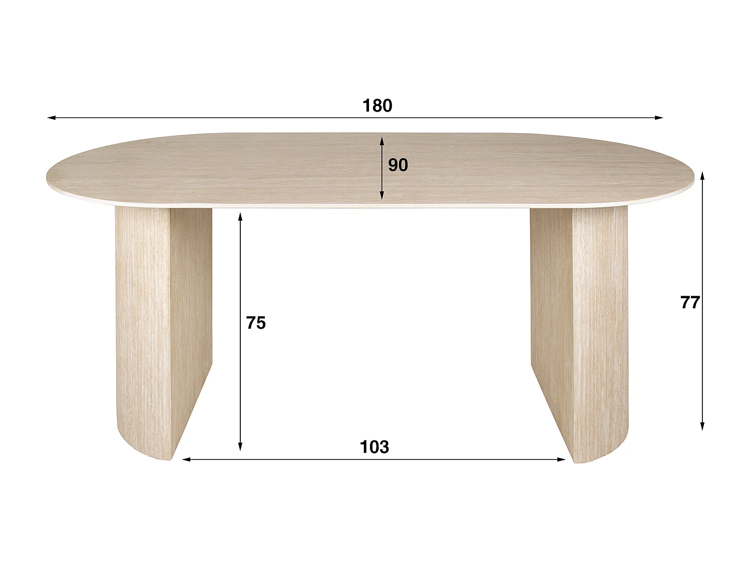 Table de salle à manger 180 Arch - Aspect travertin