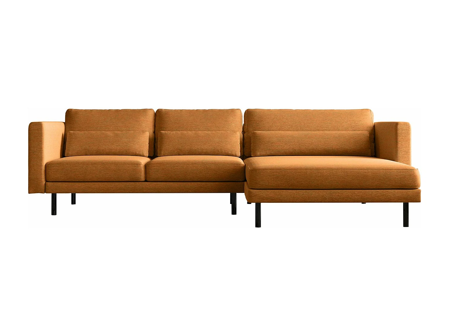 Canapé d'angle L-form Dani moderne et spacieux tissu Verita cuivre droit