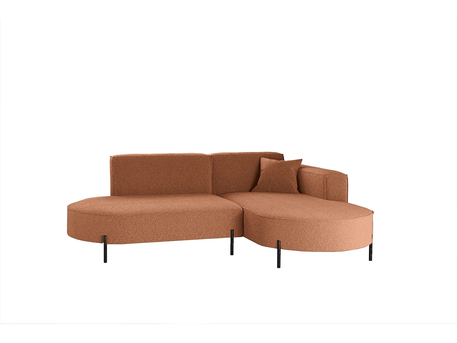 Canapé d'angle, canapé en L, designer Modena, tissu pur, source cuivre, droite