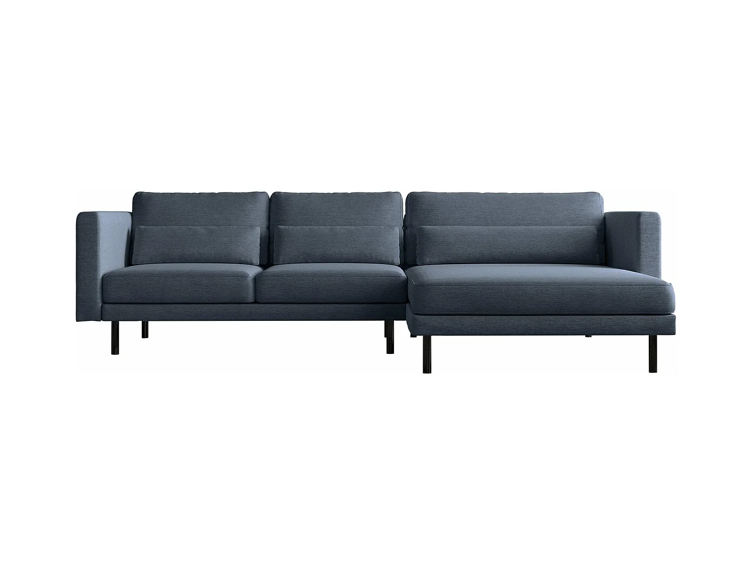 Canapé d'angle L-form Dani moderne et spacieux tissu Verita bleu marine droit