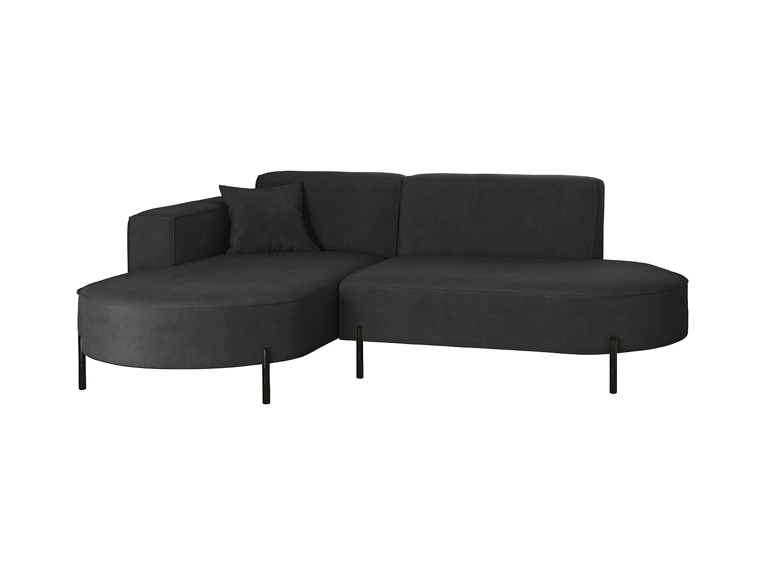 Canapé d'angle, canapé en L, designer Modena, tissu pur Noel Graphite Gauche