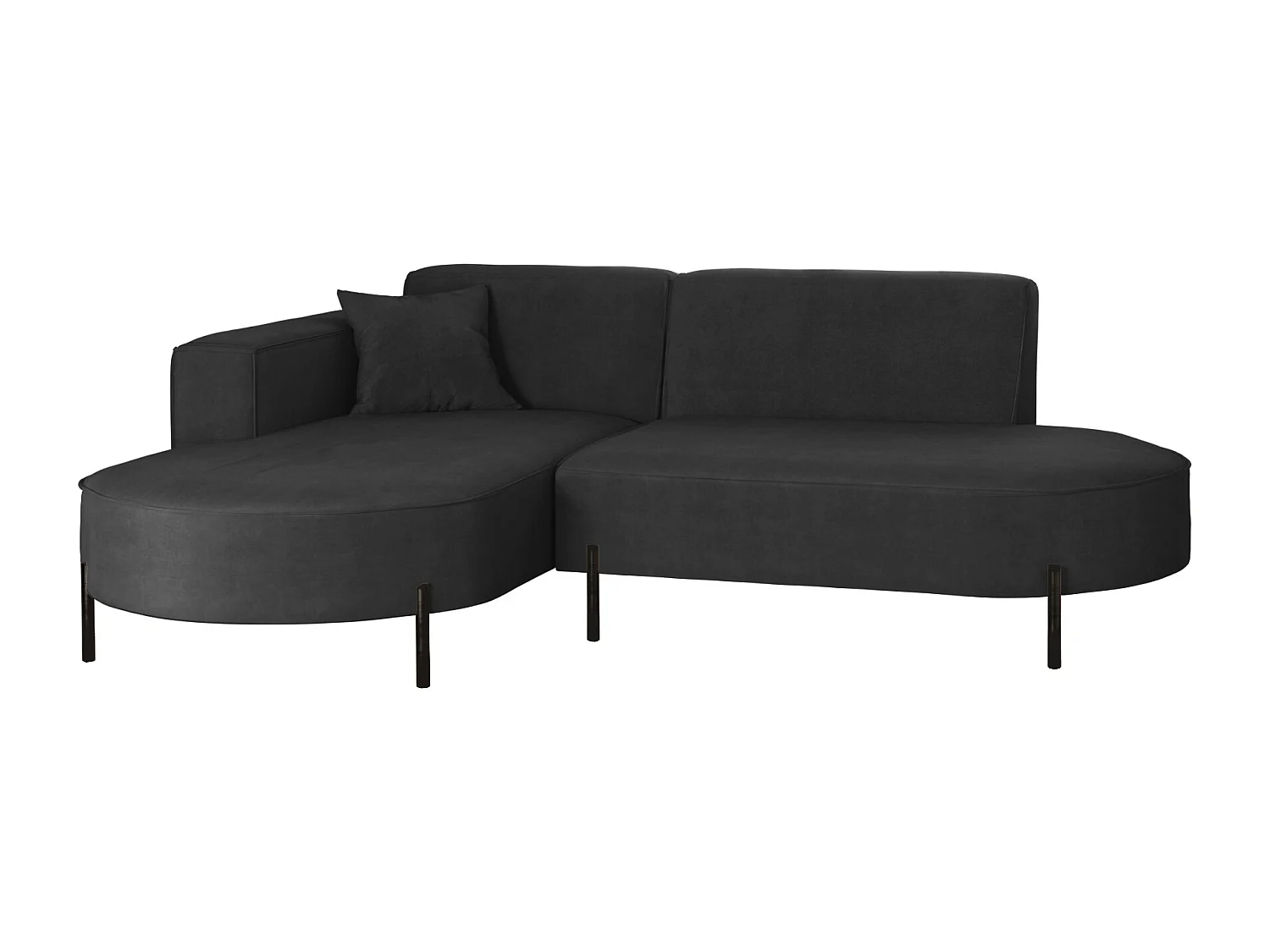 Canapé d'angle, canapé en L, designer Modena, tissu pur Noel Graphite Gauche