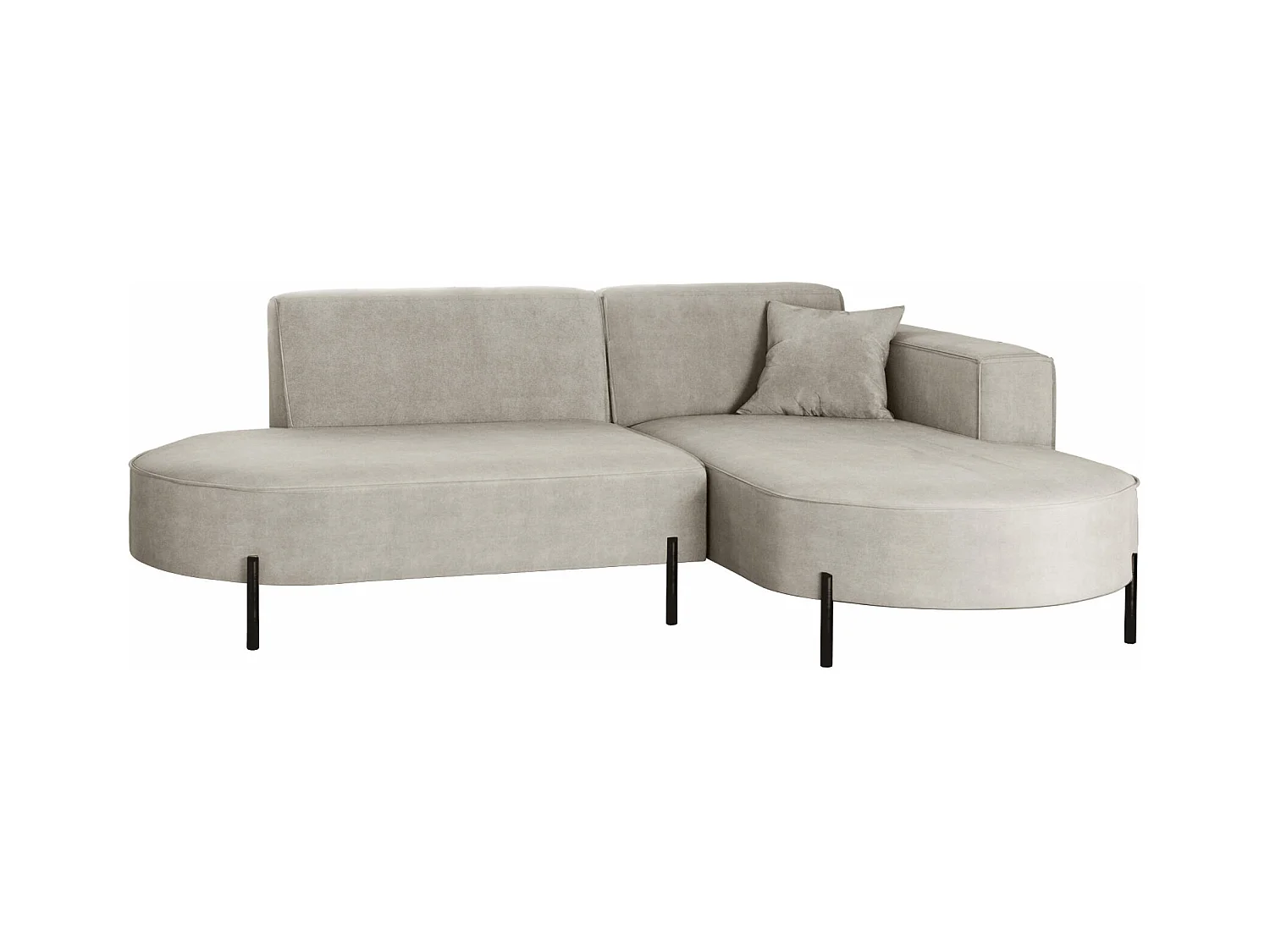 Canapé d'angle, canapé en L, designer Modena, tissu pur Noel, gris clair, droite