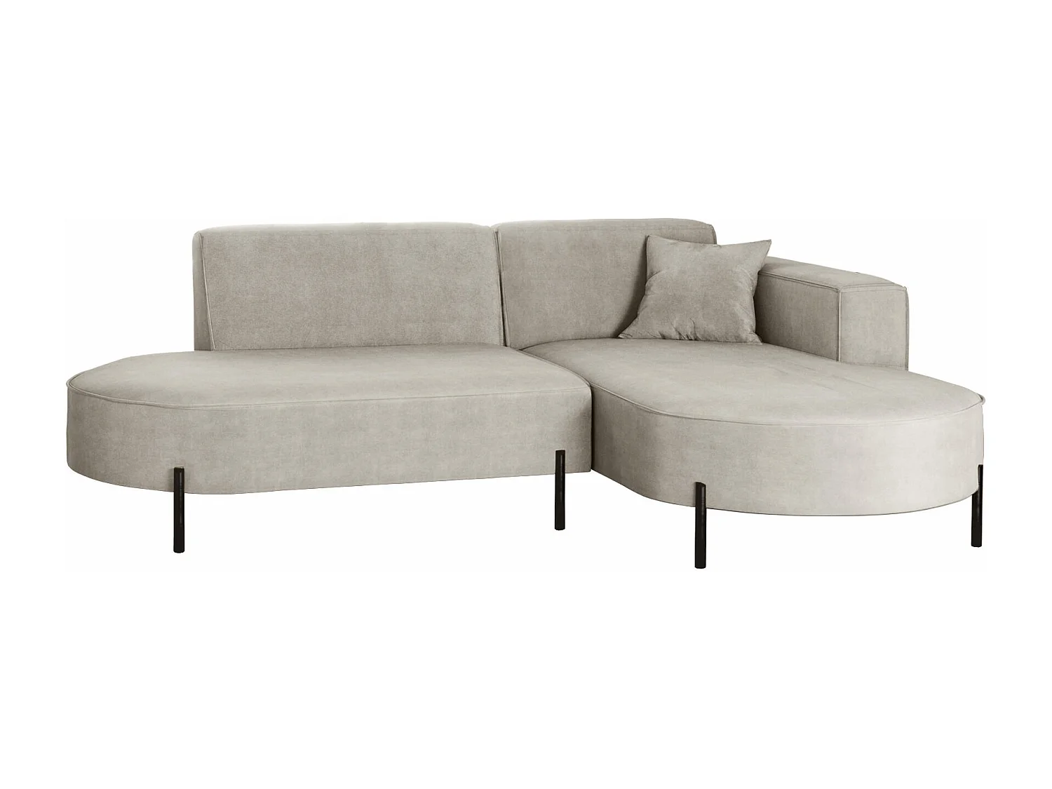 Canapé d'angle, canapé en L, designer Modena, tissu pur Noel, gris clair, droite