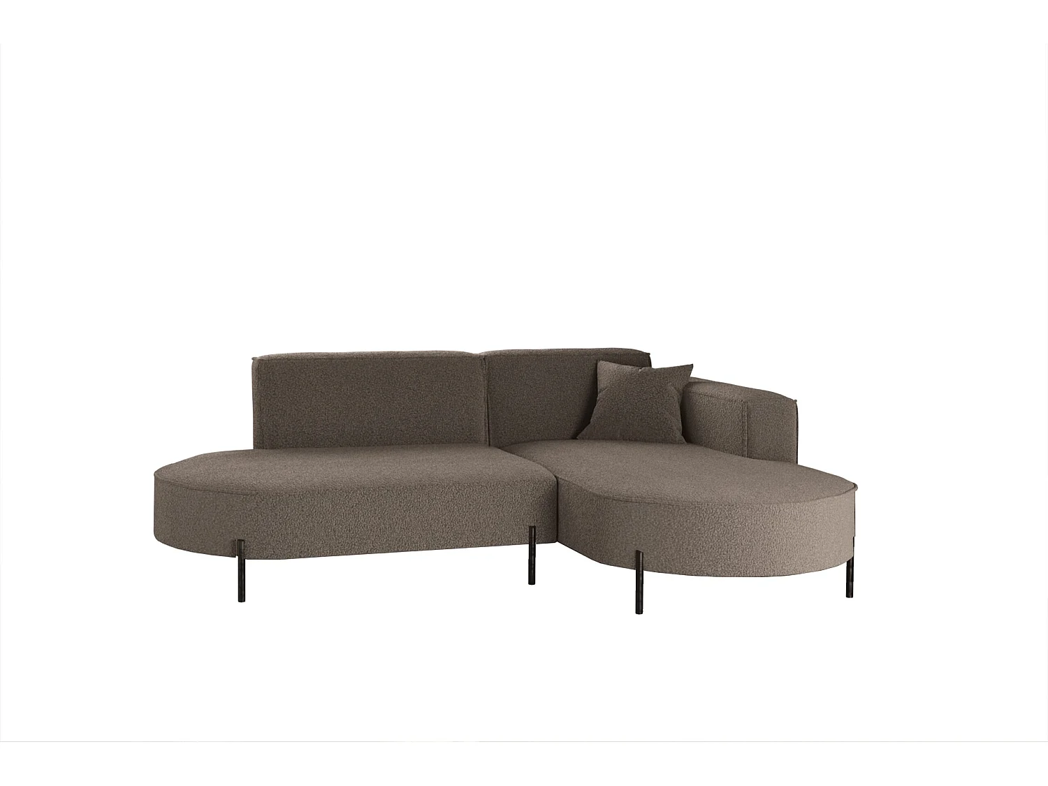 Canapé d'angle, canapé en L, designer Modena, tissu pur, source marron, droite