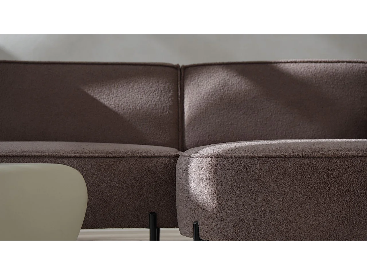 Ecksofa, Sofa L-Form Designer Modena Rein stoff Quelle Olive Links