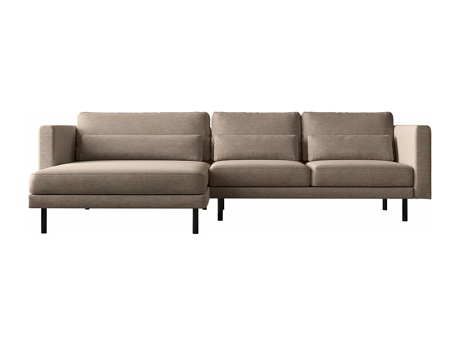 Canapé d'angle L-form Dani moderne et spacieux tissu Verita beige chaud gauche