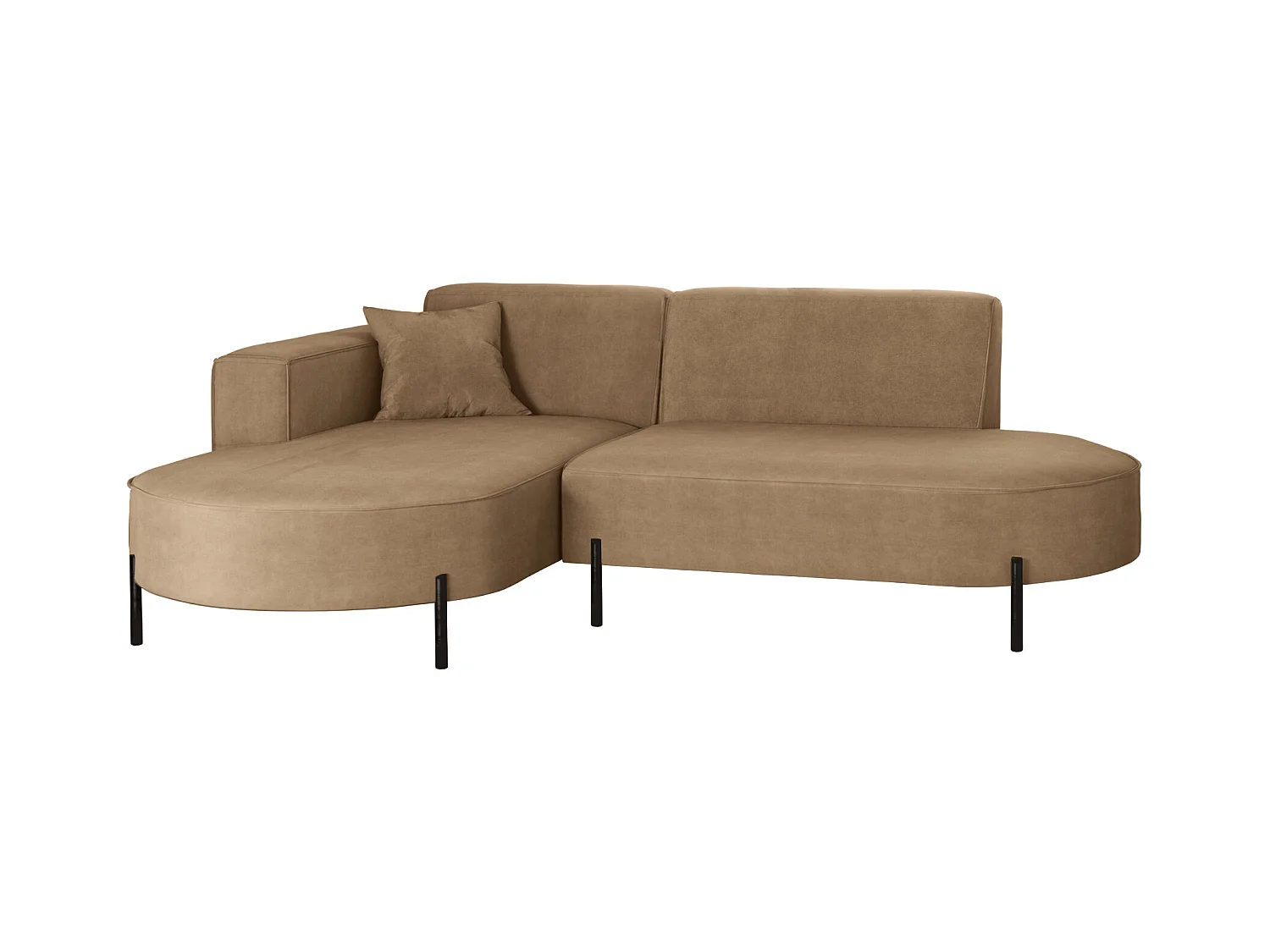 Canapé d'angle, canapé en L, designer Modena, tissu pur Noel Beige, gauche