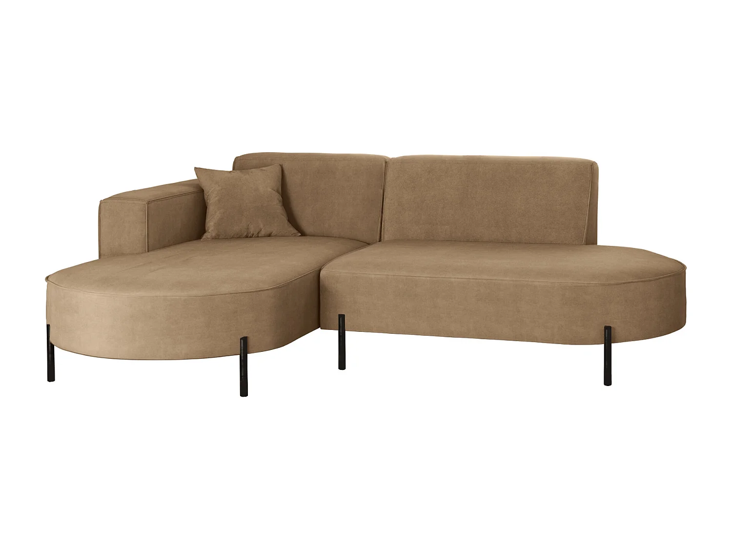 Canapé d'angle, canapé en L, designer Modena, tissu pur Noel Beige, gauche